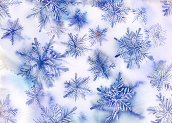 abstract winter background made of snowflakes created with generative ai technology