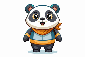 a cute mascot panda vector art flat design
 on white background.