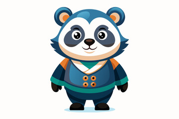 a cute mascot panda vector art flat design
 on white background.