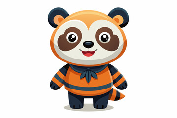 a cute mascot panda vector art flat design
 on white background.