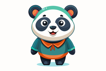 a cute mascot panda vector art flat design  on white background. © Rashed Rana