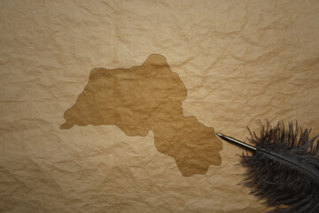 map of kurdistan on a old paper background with old pen