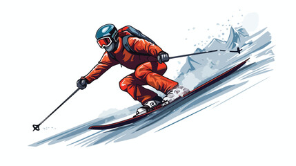 Ski man freehand draw cartoon vector illustration is