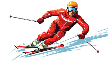 Ski man freehand draw cartoon vector illustration is