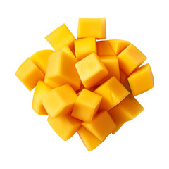 Fresh mango cubes isolated on transparent or white background, png