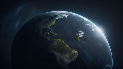 View of planet Earth from space. Panoramic view, backgrounds and textures