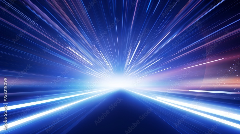 Poster a 3d rendering presents a panoramic view of a futuristic hyperspace speed tunnel, characterized by s