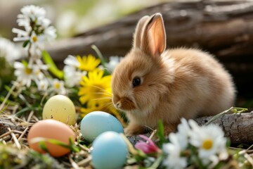 Easter eggs fluffy pretty bunny holiday rabbit celebration painted handmade event festive vacations seasonal tradition symbol jesus thanksgiving cultures greeting springtime holy wish forest nature