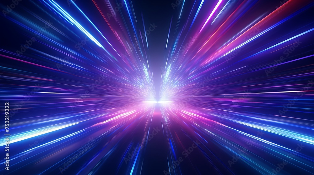 Poster a 3d rendering presents a panoramic view of a futuristic hyperspace speed tunnel, characterized by s