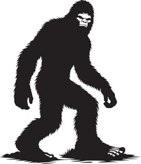 black and white silhouette of a  bigfoot 