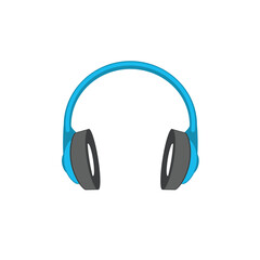 Headphones icon. Black silhouette headphones in flat style.