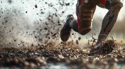 Close-Up of Person Riding Dirt Bike - obrazy, fototapety, plakaty