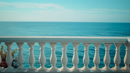 Vase of Flowers on Balcony Overlooking Ocean