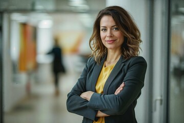 Obraz premium Confident businesswoman standing in office environment