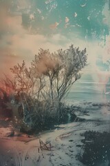 abstract image of a tree in the water, painted by hand, Generative AI illustrations.