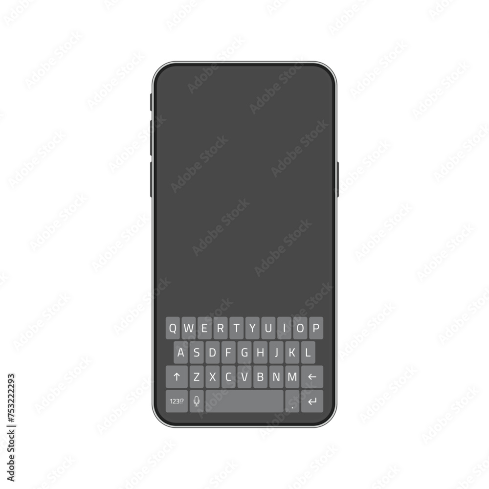 Aufkleber smartphone with qwerty keyboard. phone message template. messaging service.