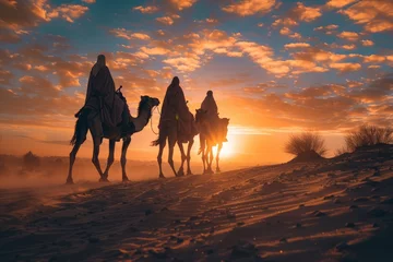Foto op Aluminium Three Wise Men Riding Camels in the Desert © Ilugram