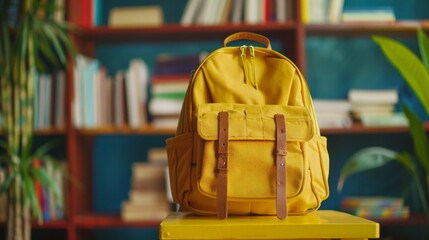 Yellow Backpack on Yellow Chair