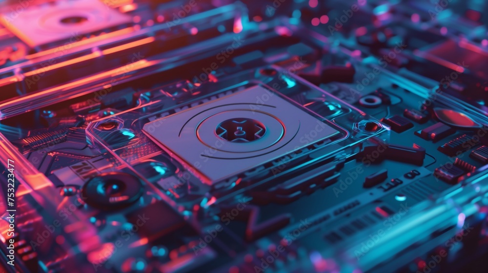 Poster close up of a computer motherboard. generative ai