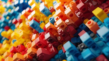 Close-Up of Lego Wall. Generative AI