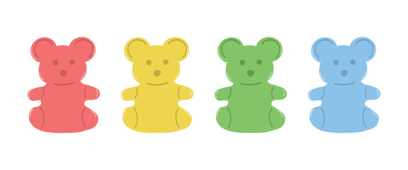 Colorful gummy bears set, cute bears, vector illustration, gummy bears clipart, marmalade set