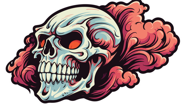 Sticker of tattoo in traditional style of a skull fr