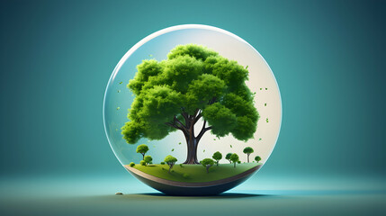 A 3D tree icon for International Day for the Preservation of the Ozone Layer,