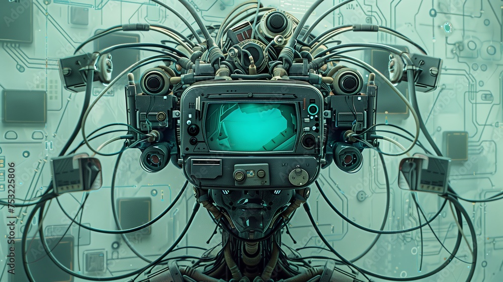 Poster man illuminated by green light. generative ai