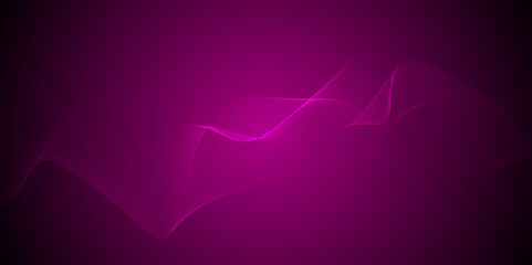 Abstract pink wave lines on dark pink background. waving line background. Flowing dark curve with soft gradient background