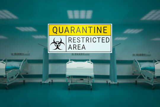 Emergency Quarantine Zone in Hospital with Biohazard Signage