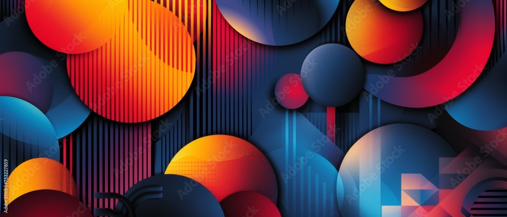 Poster colorful abstract background with circles and lines