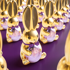 Exquisite Array of Golden Foil-Wrapped Easter Bunny Chocolates