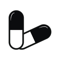 Capsule pill medicine - vector. Pill Capsule Vector Icon. The shape of the capsule is simple. Isolated on a white background. Vector illustration. Eps file 160.