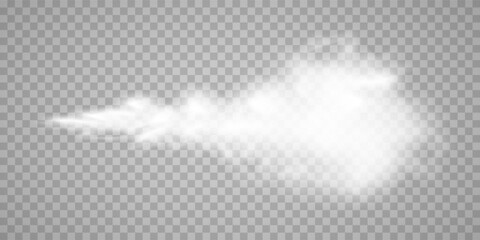 Set of vector clouds or smoke on isolated transparent background. Cloud, smoke, fog
