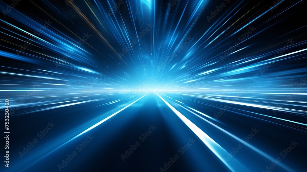 Poster background featuring speed light motion lines with flashing rays of light against a dark blue backdr