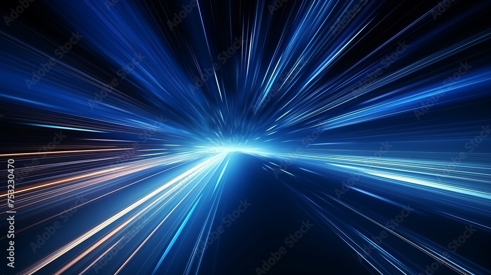 Poster background featuring speed light motion lines with flashing rays of light against a dark blue backdr
