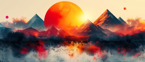 Majestic Mountains With Setting Sun