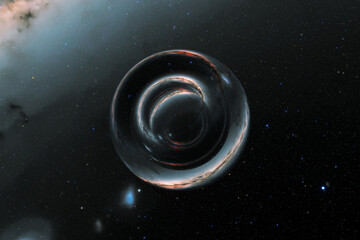 Enigmatic Black Hole Engulfing Light in a Starry Space Vista