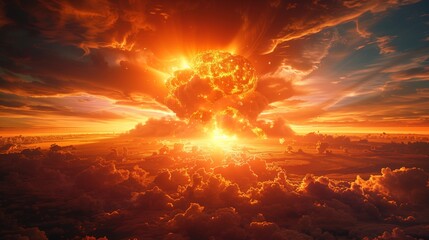 Massive Sky Explosion With Clouds. Generative AI