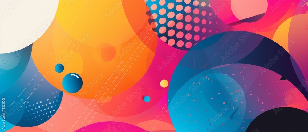 Poster vibrant abstract background with circles and dots