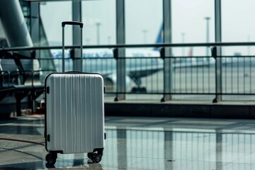 durability luggage for traveling, high quality material, backgorund airport