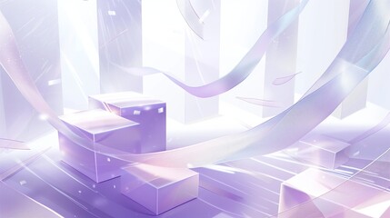 Purple and White Abstract Background With Boxes. Generative AI