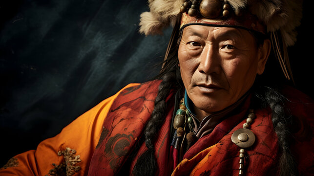 A Tibetan chuba in vibrant colors,