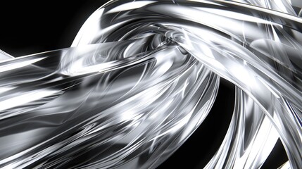 close-up of chrome metal lines reflecting light against a deep black background