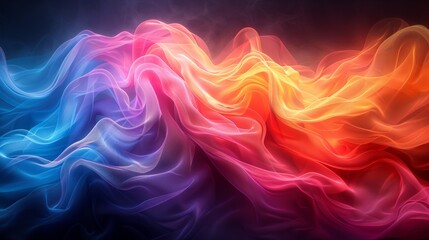 Obraz premium Vibrant Colorful Light Wave Against Black Background. Generative AI