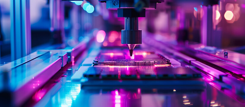 production microchip semiconductor manufacturing concept background