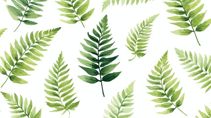 Watercolor seamless pattern with fern leaves. Foliag