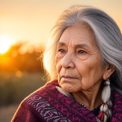 Portrait of a native American old woman.