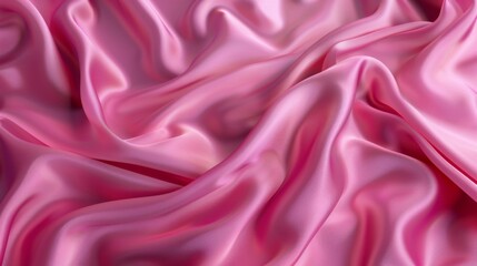 Obraz premium Pink silk background. Rose colored fabric. Elegant wrinkled textile. Abstract wavy wallpaper for romantic and beauty design.