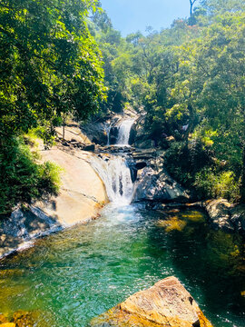 Beautiful bambara kiri ella waterfall in knuckels mountain range sri lanka.